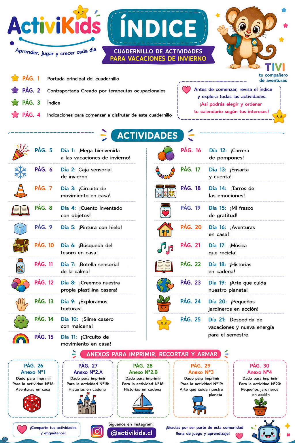 21 actividades para vacaciones de invierno + anexos